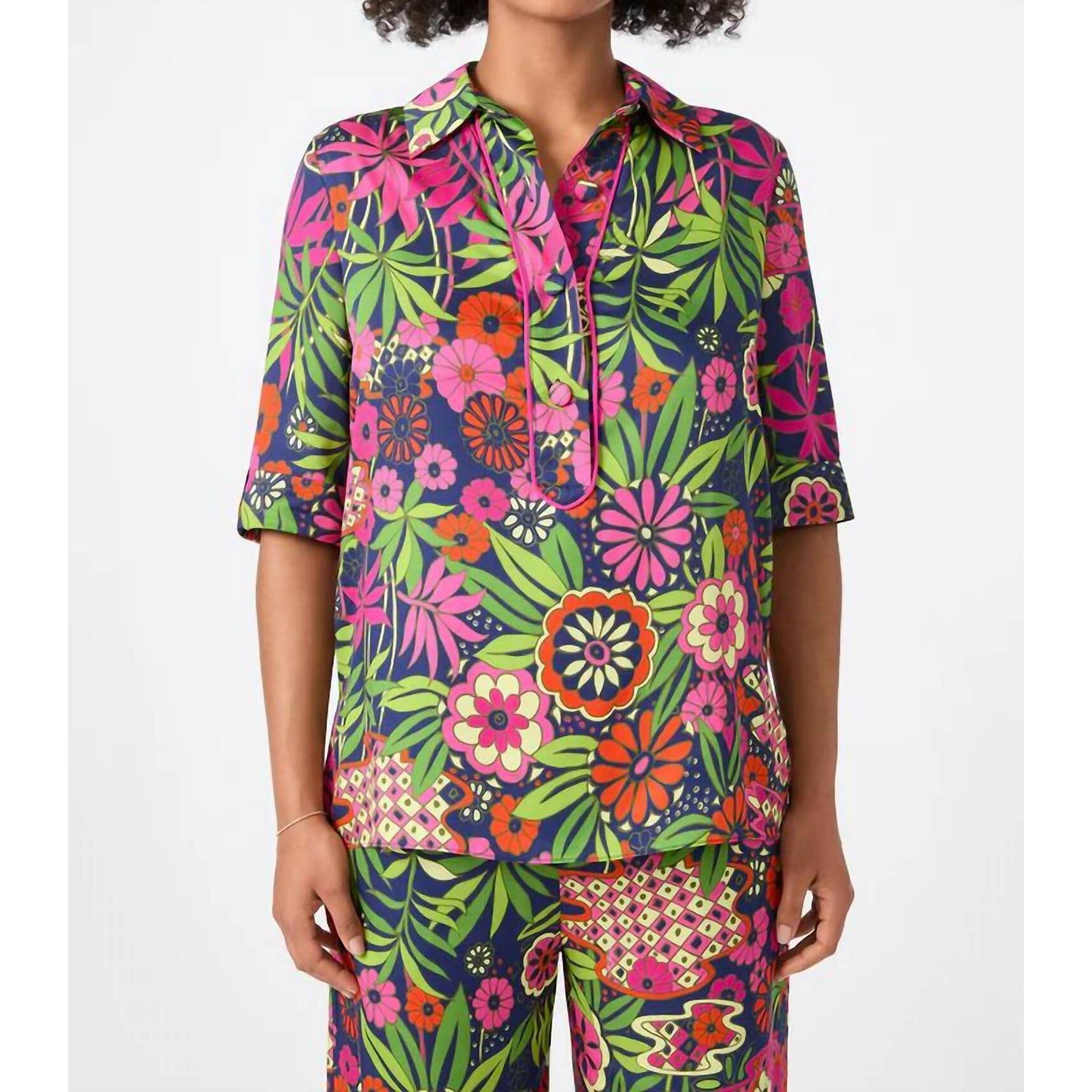 New Trina Turk Portrait 2 Top In Multi